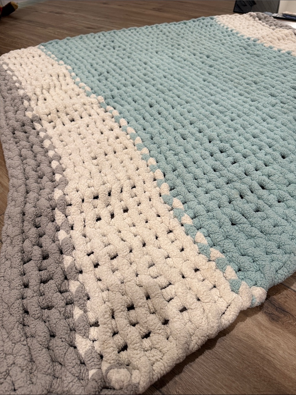 Cozy Chunky Hand Knit 55 inch Square Blanket
